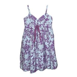 𝅺garnet Hill Girls Blue Purple Sun Twirl Sun Dress 8 100% Cotton Butterfly
